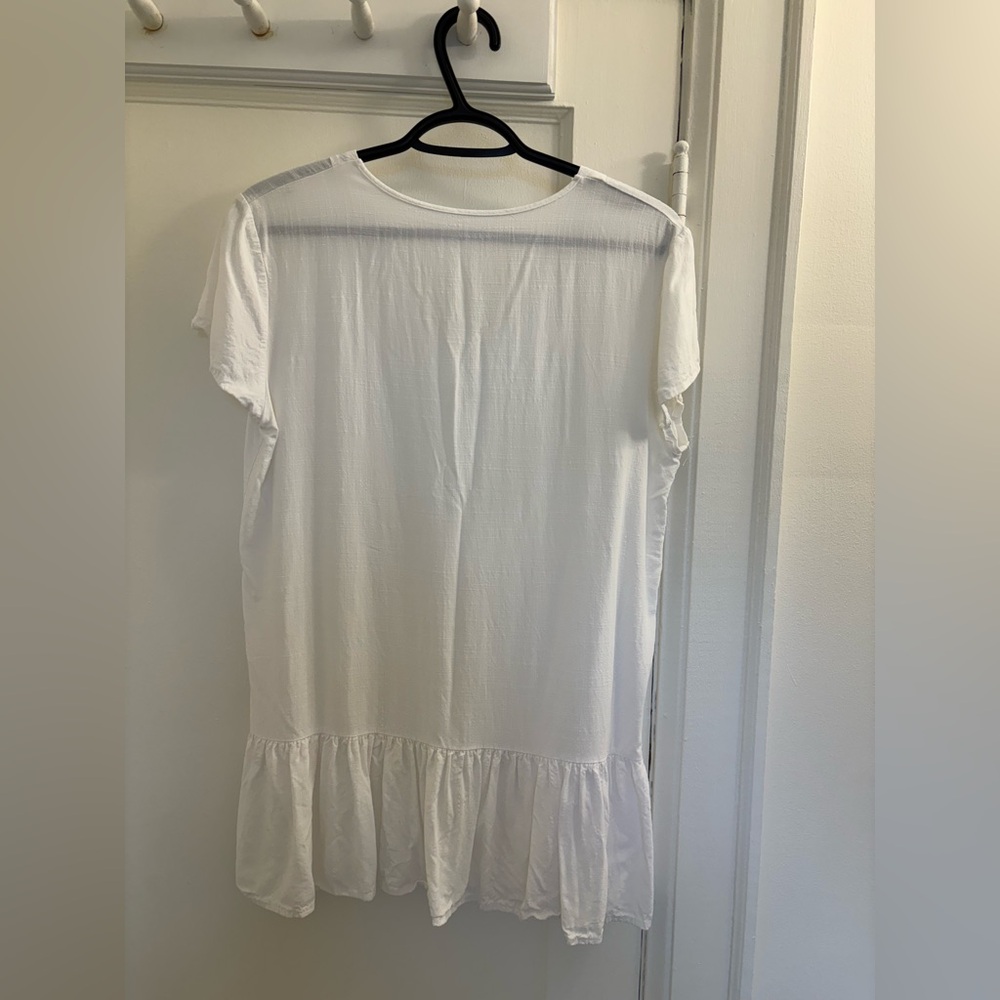 White Ruffled Button-Down Swim Coverup - Picture 2 of 4